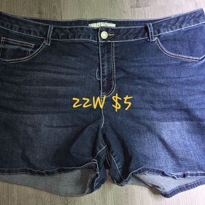 Dark Blue Cut-Off Jean Shorts with Distressed Look